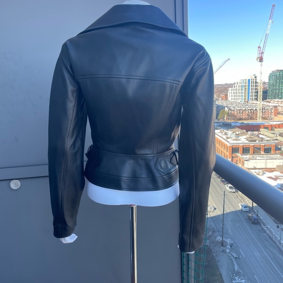 BURBERRY Black Leather Jacket Size 4 US - Picture 9 of 17
